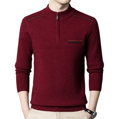 Herren Stehkragenpullover Modern Reißverschluss Schwarz