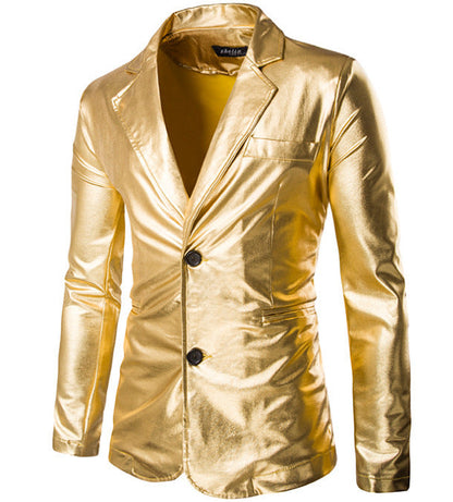 Herren Anzugblazer Moderne Glänzend Schwarz