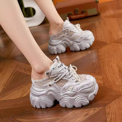 Damen Sneaker Sportlich Chunky Mesh Atmungsaktiv