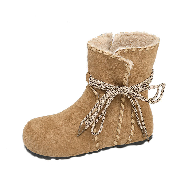 Damen Stiefel Kuschelig Warm mit Schnürsenkel Wintermodell