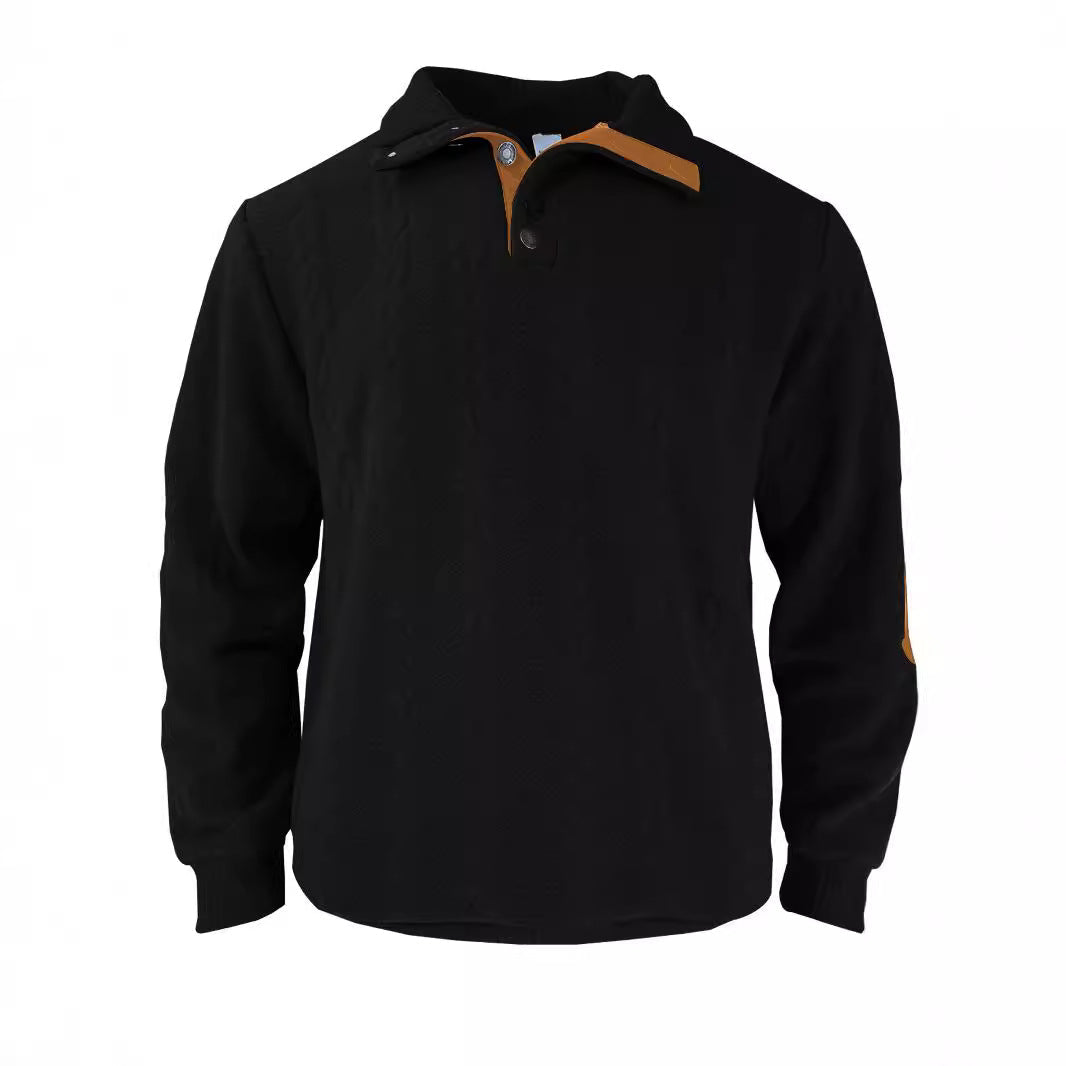 Herren Pullover Strukturiert Leder Akzente Modern