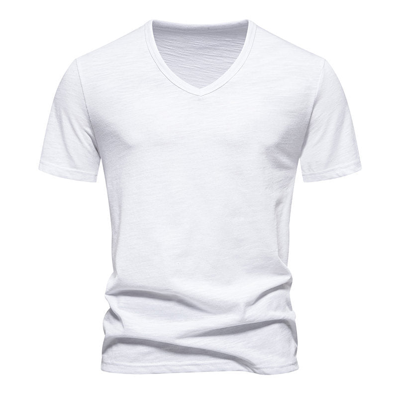 Herren T-Shirt V-Ausschnitt atmungsaktiv Baumwolle Komfort Fit