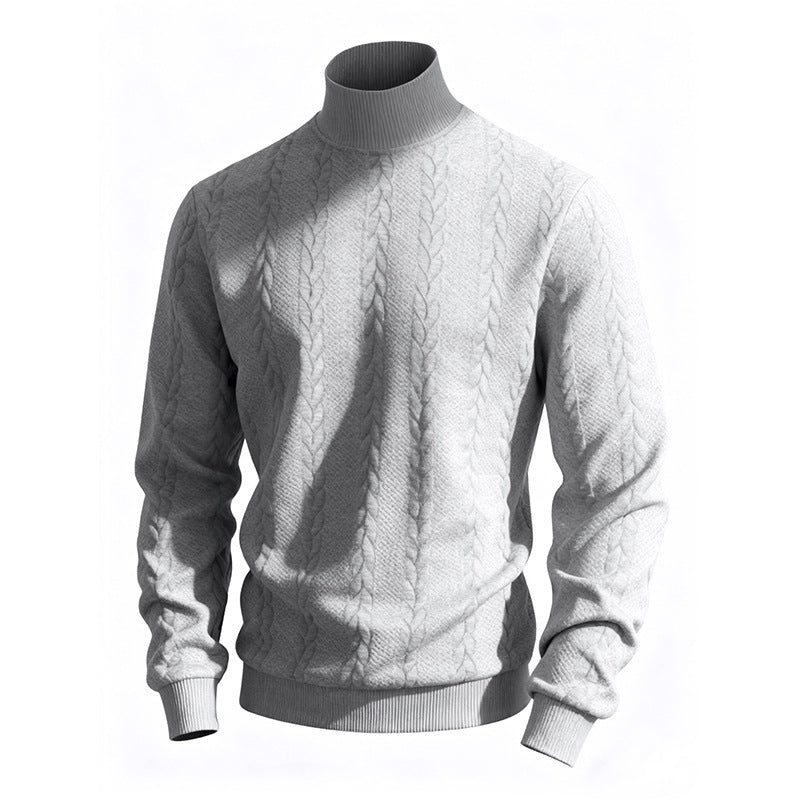 Herren Pullover Stehkragen Zopfmuster Strick