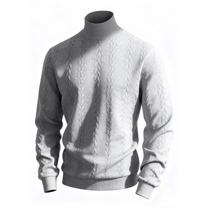 Herren Pullover Stehkragen Zopfmuster Strick