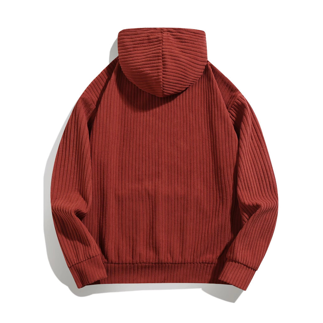 Herren lässiger Kapuzenpullover mit geripptem Design und praktischen Taschen Berlin-Glamour.