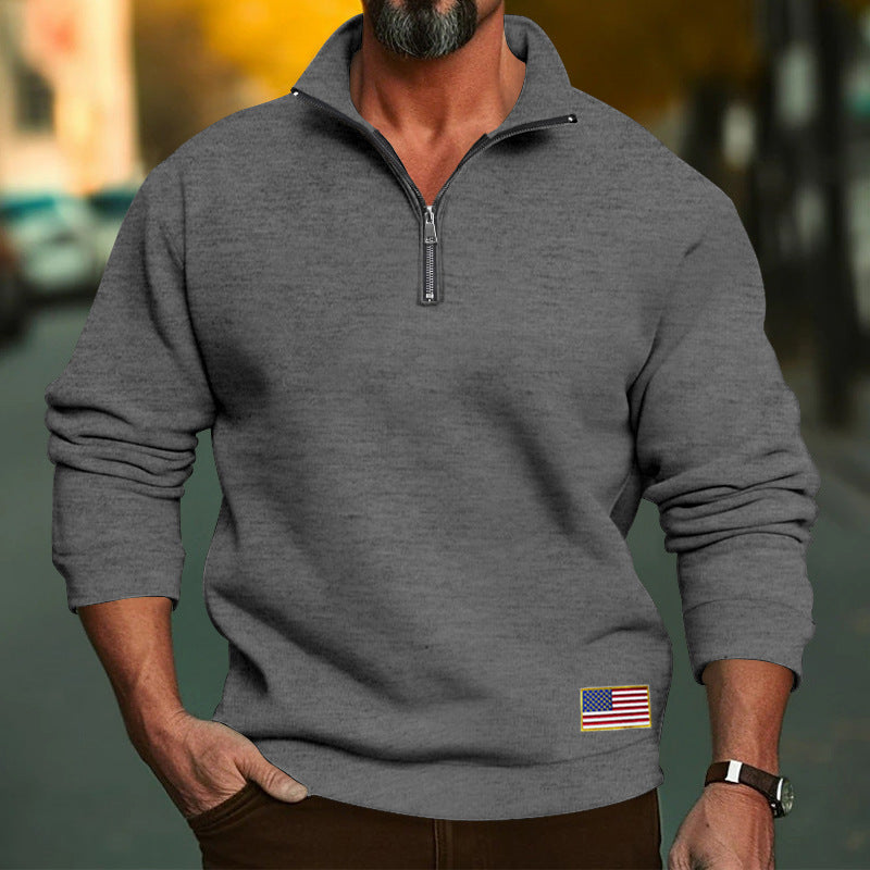 Herren Fleece Pullover Mit Reißverschluss Deutschland Flagge