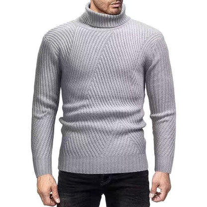 Herren Rollkragenpullover Gerippt Strukturiert Elegent