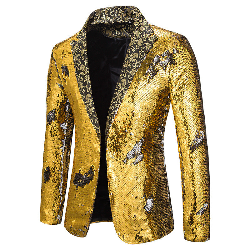 Herren Blazerjacke Glitzer Pailletten Übergröße