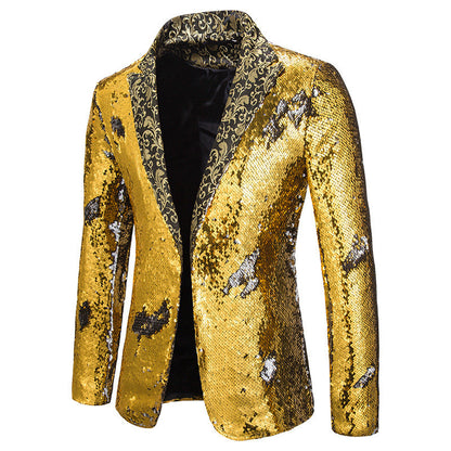 Herren Blazerjacke Glitzer Pailletten Übergröße