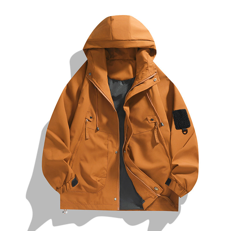 Herren Outdoor-Jacke Leicht Wasserdicht Mit Verstellbarem Kragen