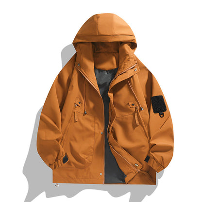 Herren Outdoor-Jacke Leicht Wasserdicht Mit Verstellbarem Kragen