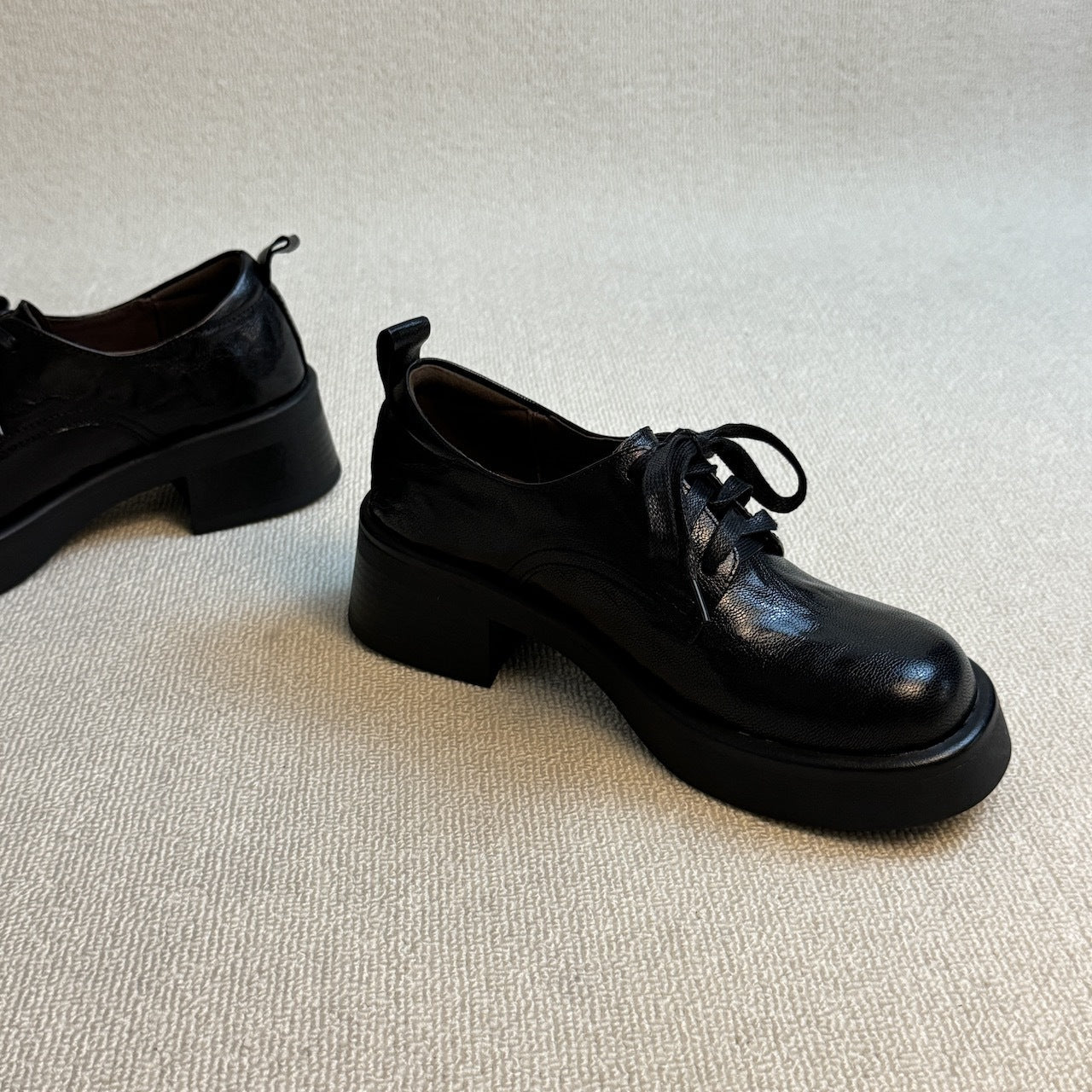 Damen Schnürschuhe Robust Plateau Elegantes Leder