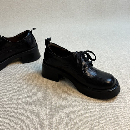 Damen Schnürschuhe Robust Plateau Elegantes Leder