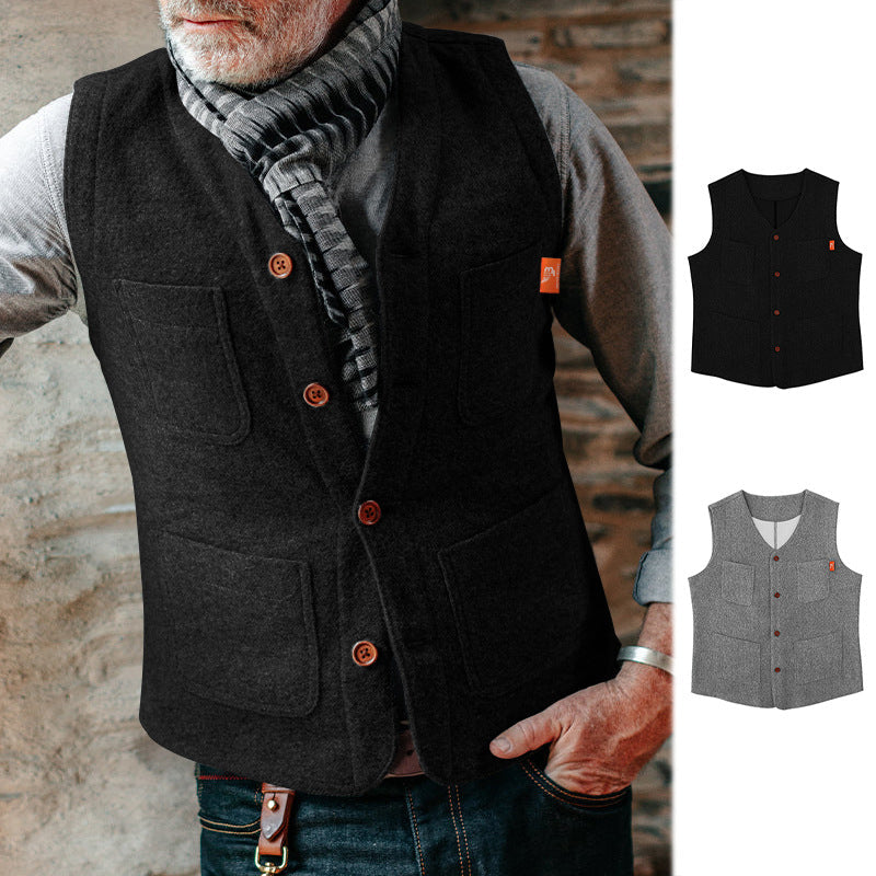 Herren Weste Elegant Knopfverschluss Schwarze Moderne - BerlinGlamour