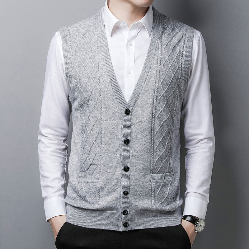 Herren Strickweste Rautenmuster Modern mit Taschen - BerlinGlamour