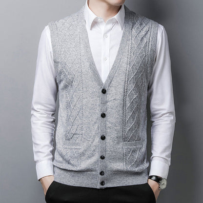 Herren Strickweste Rautenmuster Modern mit Taschen - BerlinGlamour