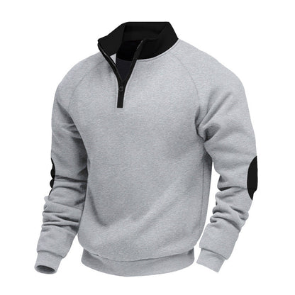 Herren Pullover Sportlich Reißverschluss Kontrastfarben