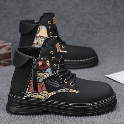 Damen Schnürboots mit Reißverschluss Farbenfroh Modisch