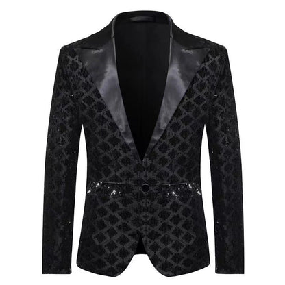 Herren Smoking Sakko Glitzernd Modern Schwarz