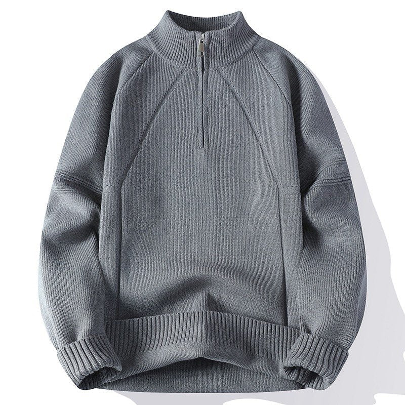 Herren Strickpullover Reißverschluss Kragen Modern - BerlinGlamour