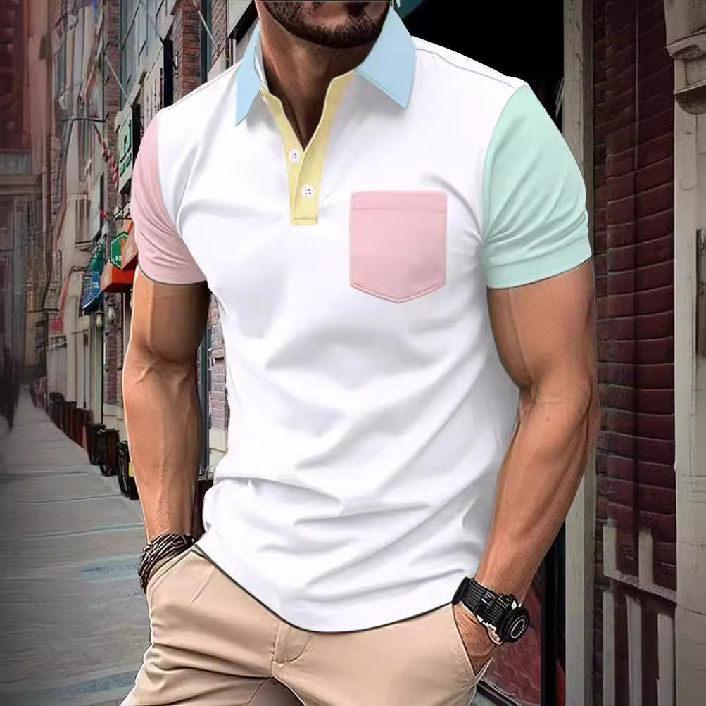 Herren Polohemd Farbblock Ärmel Modern Sportlich