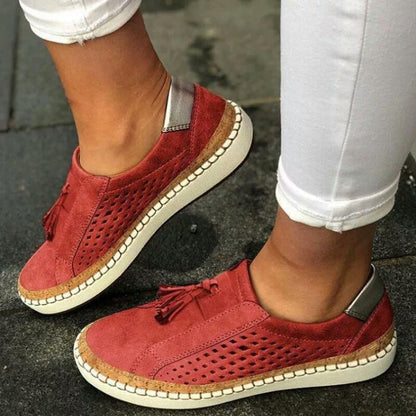 Damen Sneaker perforiert Dekorativ Quasten Modisch