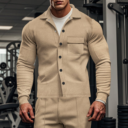 Herrenjacke Modern aus Baumwolle mit Knöpfen und Brusttasche