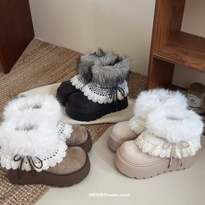 Damen Winterstiefel Kuschelig Kunstfell Warme Mode