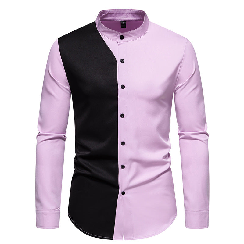 Herren Langarmhemd Modern Farbblock Design Elegant