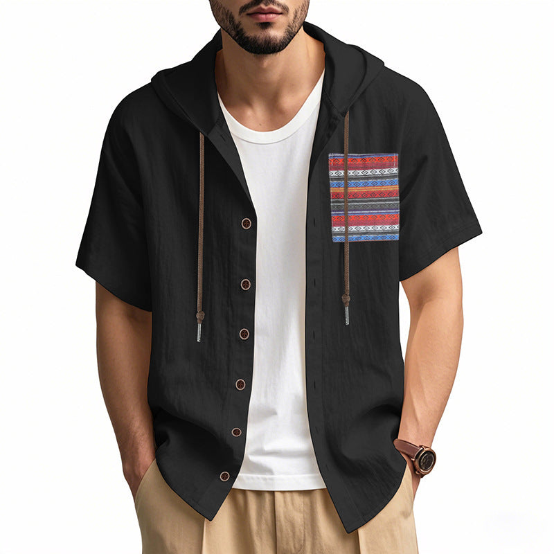 Herren Hoodie Hemd mit Knöpfen Bunt Berlin Streetwear