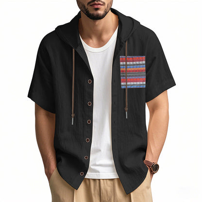 Herren Hoodie Hemd mit Knöpfen Bunt Berlin Streetwear