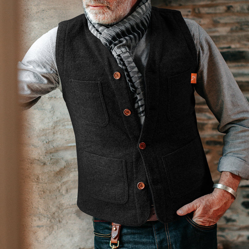 Herren Weste Elegant Mit Praktischen Taschen Schwarz