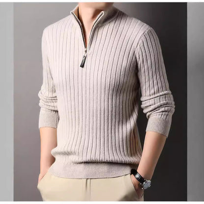 Herren Pullover Modern Stehkragen Rippmuster Trendy
