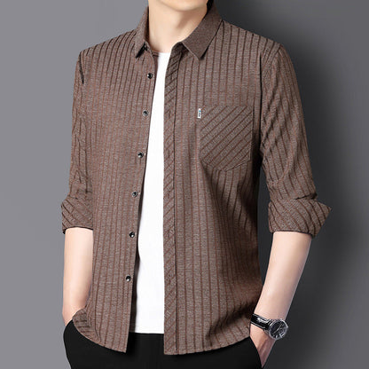 Herren Langarmhemd mit Streifenmuster Modern Style