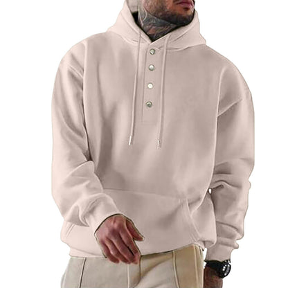 Herren Kapuzenpullover Modern mit Knöpfen und Kordelzug