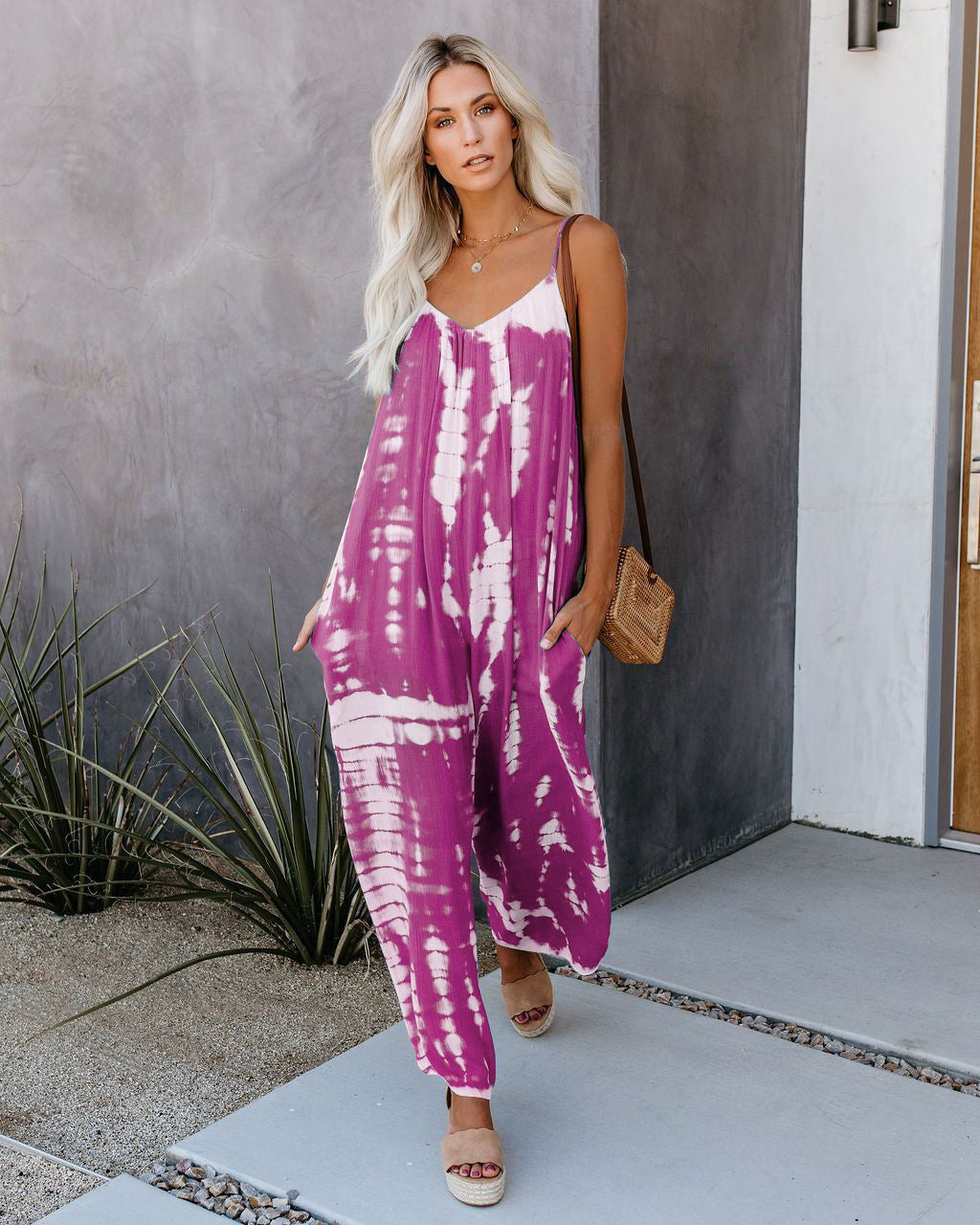 Damen Maxijumpsuit Leicht Tie-Dye Sommer