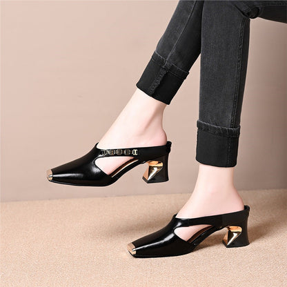 Damen Sling Pumps Hochhackig Glänzend Schwarz