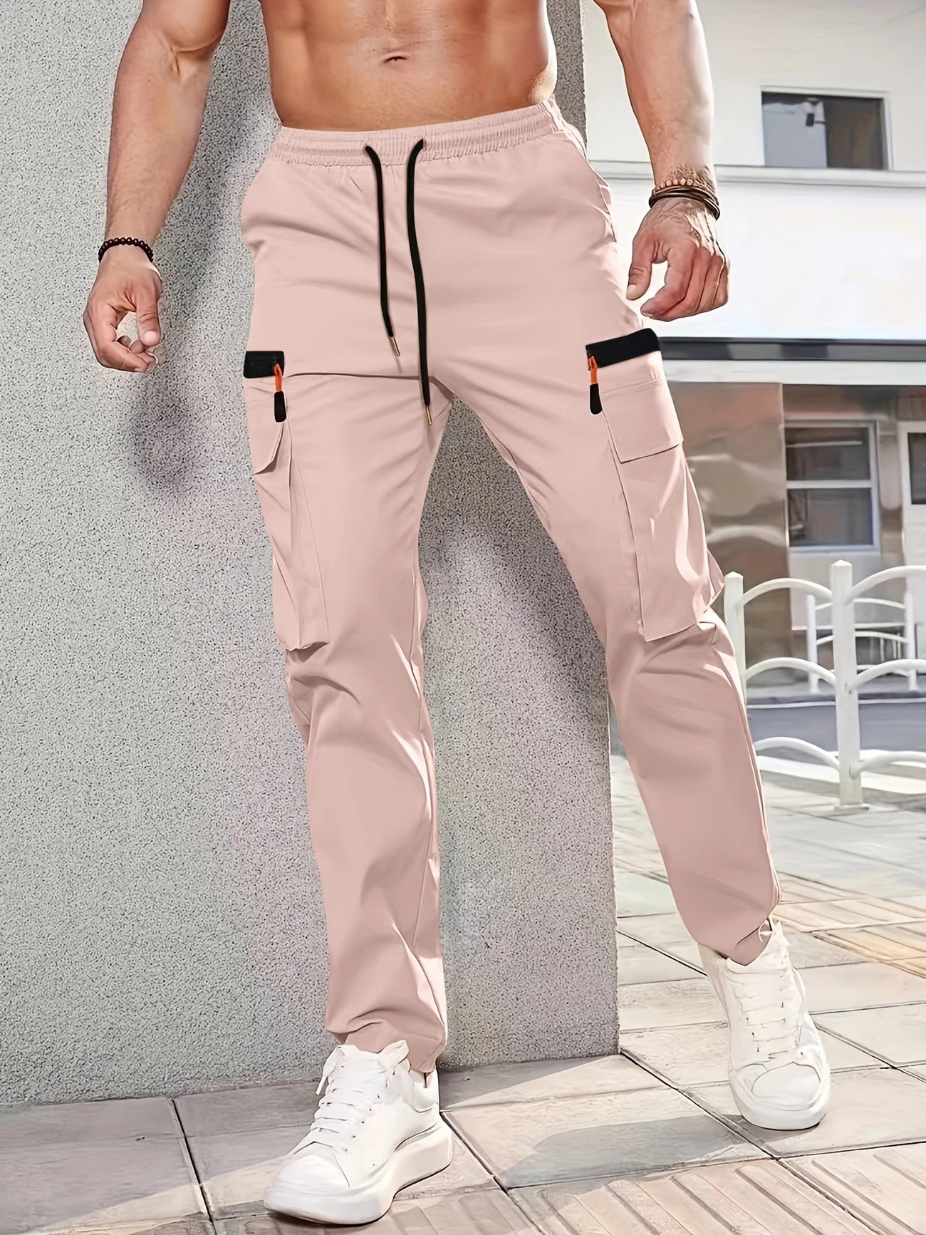 Herren Cargo-Hose Bequem Elastisch Mit Verstellbaren Taschen