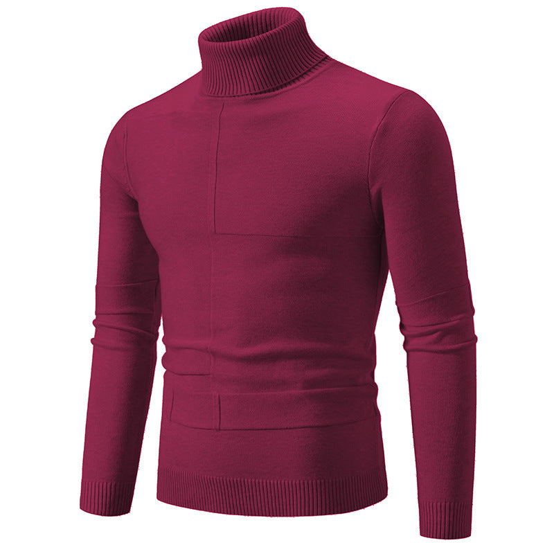 Herren Rollkragenpullover Modern Zopfmuster Elegante Männerpullover