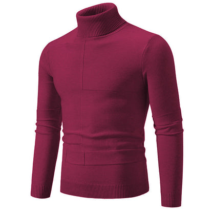 Herren Rollkragenpullover Modern Zopfmuster Elegante Männerpullover
