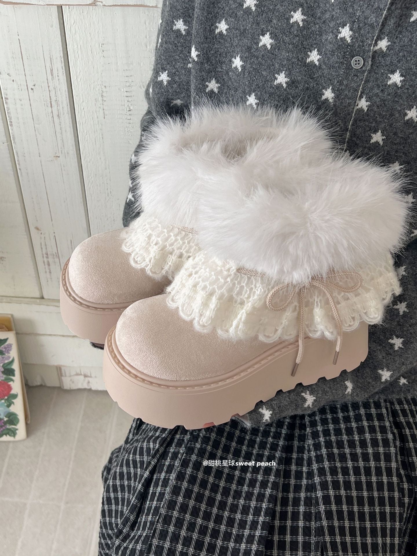 Damen Winterstiefel Kuschelig Kunstfell Warme Mode