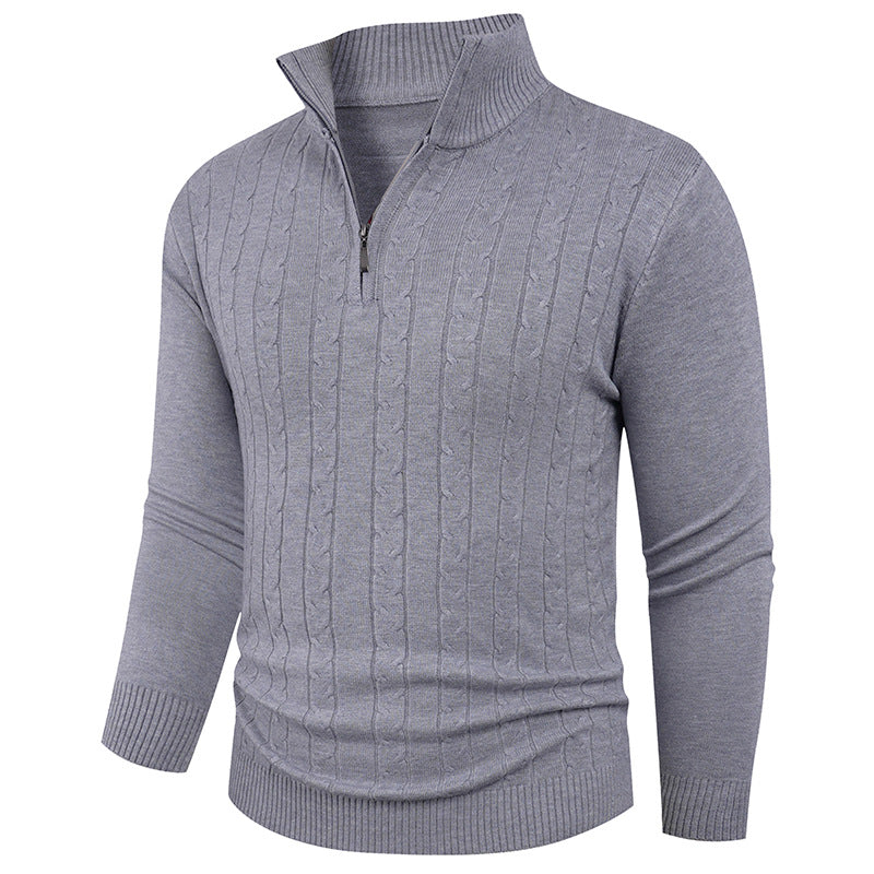 Herren Pullover Strukturiert mit Reißverschluss Kragen Modern - BerlinGlamour