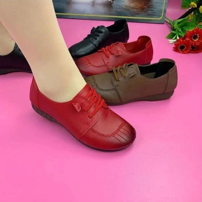 Ballerinas Damen Bequem Schnürsenkel Schwarz Mode