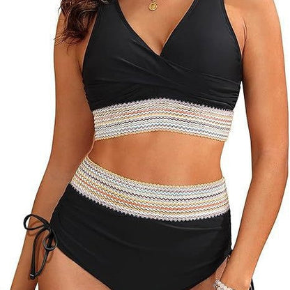 Damen Bikini Hochgeschnitten Elegantes Design Wickeloptik