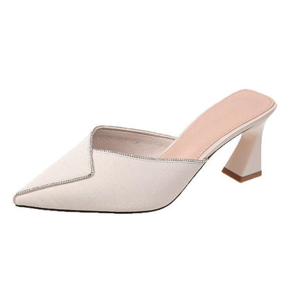 Damen Mules Spitze Schuhe Glanz Schick