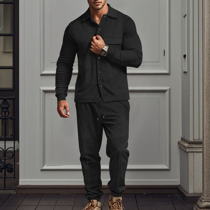 Bequemes Herren Sportset Langarmshirt Jogginghose Grau