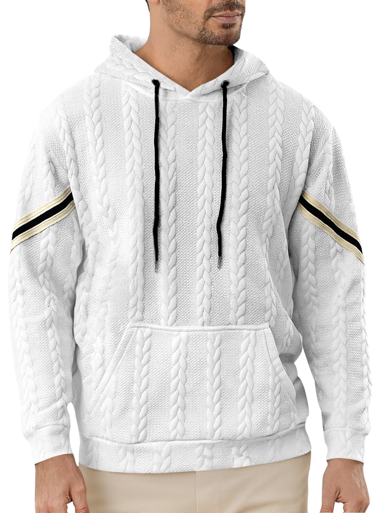 Herren Kapuzenpullover Strukturiert Kontrast Akzent Modern