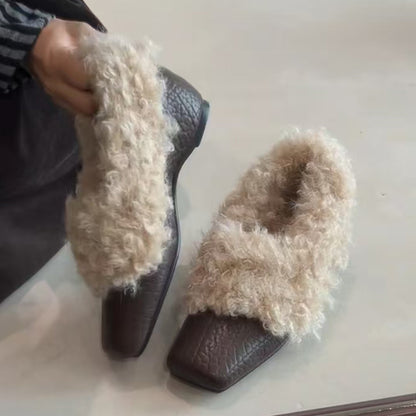 Damen Mokassins Flauschig Stylisch Wintermode