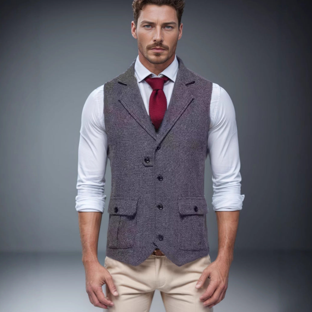 Herren Wollweste Stilvoll Elegante Winterweste