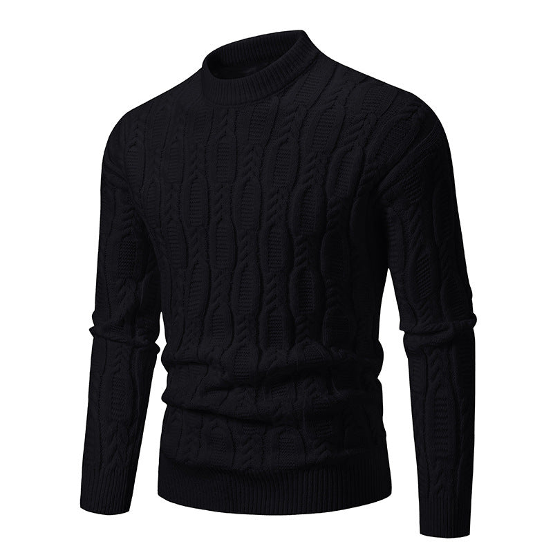 Herren Pullover Grobstrick Rundhals Zopfmuster Modern